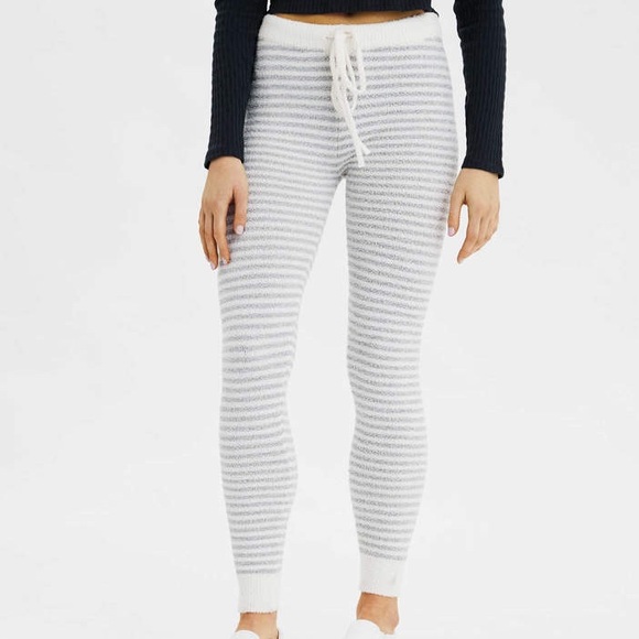 American Eagle soft Striped Knit Leggings pj bottoms medium - Picture 1 of 5